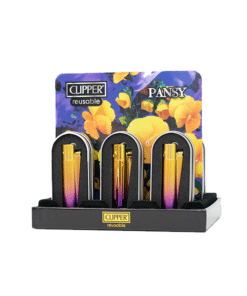 12 Clipper Large Flint Pansy Lighters