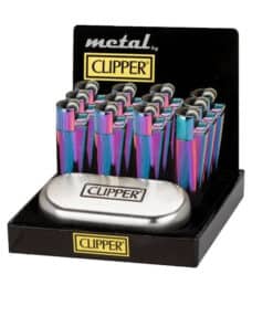 12 Clipper Metal Lighters & Case