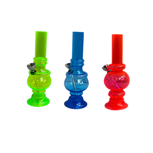 12 X 6&Quot; Small Acrylic Bong With Rubber Base Mixed Colours - Gs0686