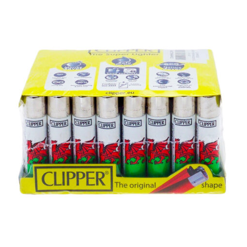 Wales Flag Clipper Lighters 40Pk